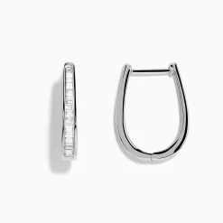Earrings|Effy Jewelry Pave Classica 14K White Gold 7/8" Diamond Hoop Earrings 0.46 TCW