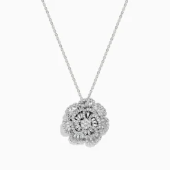 Necklaces & Pendants|Effy Jewelry Pave Classica 14K White Gold Diamond Flower Pendant