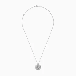 Necklaces & Pendants|Effy Jewelry Pave Classica 14K White Gold Diamond Flower Pendant