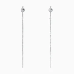 Earrings|Effy Jewelry Pave Classica 14K White Gold Diamond Vertical Earrings, 0.35 TCW