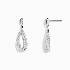 Earrings|Effy Jewelry Pave Classica 14K White Gold Diamond Drop Earrings