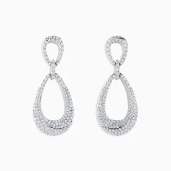 Earrings|Effy Jewelry Pave Classica 14K White Gold Diamond Earrings