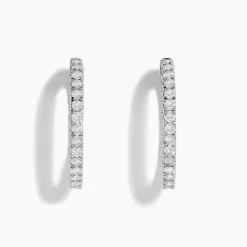 Earrings|Effy Jewelry Pave Classica 14K White Gold 1" Diamond Inside-Out Hoop Earrings 1.96 TCW