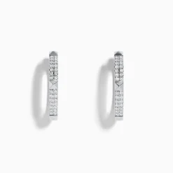 Earrings|Effy Jewelry Pave Classica 14K White Gold Diamond Hoop Earrings