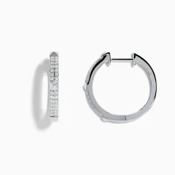 Earrings|Effy Jewelry Pave Classica 14K White Gold Diamond Hoop Earrings