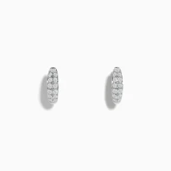 Earrings|Effy Jewelry Pave Classica 14k White Gold Diamond Huggie Earrings