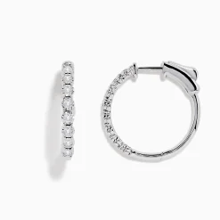 Earrings|BH Multi Pave Classica 14K White Gold 3/4" Diamond Hoop Earrings 0.43 TCW