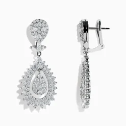 Earrings|Effy Jewelry Pave Classica 14K White Gold French Clip Diamond Statement Drop Earrings 3.28 TCW