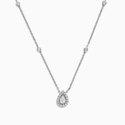 Necklaces & Pendants|Effy Jewelry Pave Classica 14K White Gold Diamond Pear Shaped Necklace, 0.38 TCW