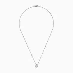 Necklaces & Pendants|Effy Jewelry Pave Classica 14K White Gold Diamond Pear Shaped Necklace, 0.38 TCW