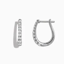 Earrings|Effy Jewelry Pave Classica 14K White Gold 3/4"Diamond Hoop Earrings, 0.49 TCW