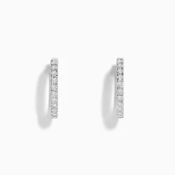 Earrings|Effy Jewelry Pave Classica 14k White Gold 5/8" Diamond Hoop Earrings 0.49 TCW
