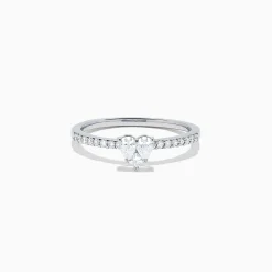 Rings|BH Multi Pave Classica 14K White Gold Diamond Mini Heart Ring, 0.35 TCW
