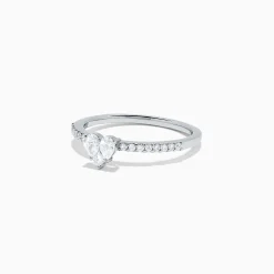 Rings|BH Multi Pave Classica 14K White Gold Diamond Mini Heart Ring, 0.35 TCW