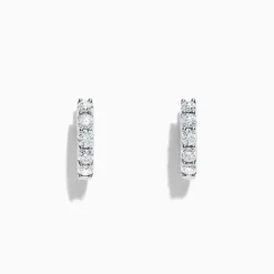 Earrings|Effy Jewelry Pave Classica 14K White Gold 5/8" Diamond Hoop Earrings, 0.98 TCW
