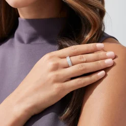 Rings|Effy Jewelry Pave Classica 14K White Gold Three Row Pave Diamond Band, 0.84 TCW