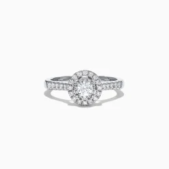 Rings|Effy Jewelry Pave Classica 14K White Gold Diamond Halo Ring, 0.59 TCW