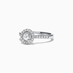 Rings|Effy Jewelry Pave Classica 14K White Gold Diamond Halo Ring, 0.59 TCW