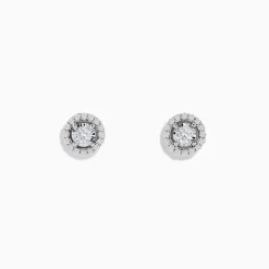 Earrings|Effy Jewelry Pave Classica 14K White Gold Diamond Halo Stud Earrings 0.48 TCW