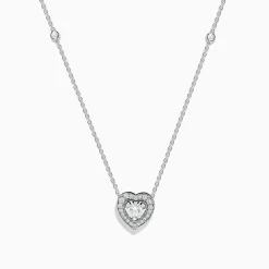 Necklaces & Pendants|Effy Jewelry Pave Classica 14K White Gold Diamond Heart Necklace