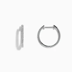 Earrings|Effy Jewelry Pave Classica 14k White Gold Diamond Hoop Earrings