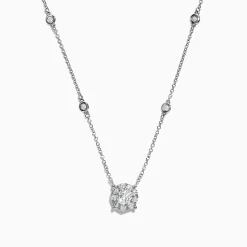 Necklaces & Pendants|Effy Jewelry Pave Classica 14K White Gold Diamond Station Cluster Pendant Necklace, 0.82 TCW