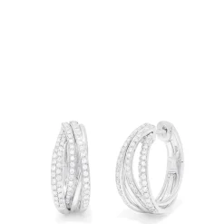 Earrings|Effy Jewelry Pave Classica 14K White Gold Diamond Hoop Earrings, 0.52 TCW