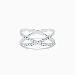 Rings|Effy Jewelry Pave Classica 14K White Gold Diamond Criss Cross Ring, 0.40 TCW