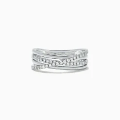 Rings|Effy Jewelry Pave Classica 14K White Gold Diamond Cross Over Ring, 0.29 TCW