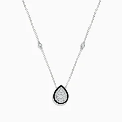 Necklaces & Pendants|Effy Jewelry Pave Classica 14K White Gold Diamond and Enamel Necklace