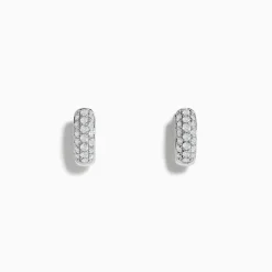Earrings|Effy Jewelry Pave Classica 14k White Gold Diamond Huggie Earrings