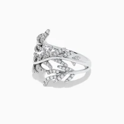 Rings|Effy Jewelry Pave Classica 14K White Gold Diamond Wrapped Leaf Ring, 0.62 TCW