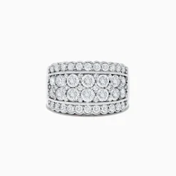 Rings|BH Multi Pave Classica 14K White Gold Diamond Wide Band Ring, 1.54 TCW