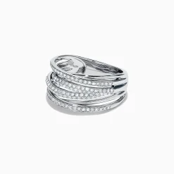 Rings|Effy Jewelry Pave Classica 14K White Gold Diamond Crossover Ring, 0.54 TCW