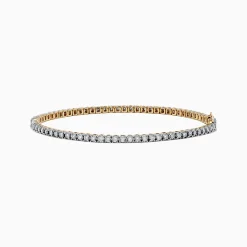 Bracelets|Effy Jewelry Pave Classica 14K Yellow and White Gold Diamond Tennis Bracelet 0.98 TCW