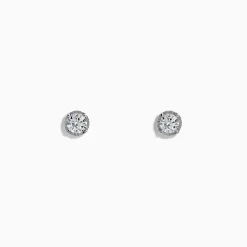 Earrings|Effy Jewelry Pave Classique 14K White Gold Bezel Set Diamond Solitaire Earrings 0.50 TCW