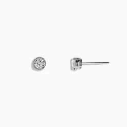 Earrings|Effy Jewelry Pave Classique 14K White Gold Bezel Set Diamond Solitaire Earrings 0.50 TCW