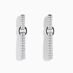 Earrings|Effy Jewelry Pave 14K White Gold Diamond Interlocking Hoop Earrings