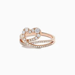Rings|BH Multi Pave Rose 14K Gold Diamond Heart Ring, 0.66 TCW