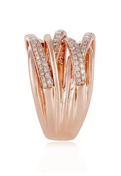 Rings|Effy Jewelry Pave Rose 14K Rose Gold Diamond Cross Over Ring, 0.53 TCW