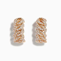 Earrings|Effy Jewelry Pave Rose 14K Rose Gold Diamond Huggie Earrings