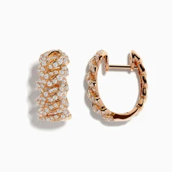Earrings|Effy Jewelry Pave Rose 14K Rose Gold Diamond Huggie Earrings