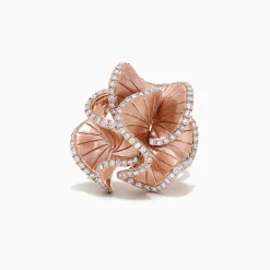 Rings|Effy Jewelry Pave Rose 14K Rose Gold Diamond Flower Ring, 0.90 TCW