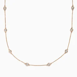 Necklaces & Pendants|BH Multi Pave Rose 14K Rose Gold Diamond Station Necklace 1.50 TCW