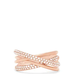 Rings|Effy Jewelry Pave Rose 14K Rose Gold Diamond Crossover Ring, 0.40 TCW