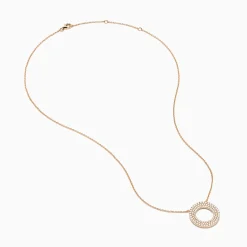 Necklaces & Pendants|Effy Jewelry Pave Rose 14K Rose Gold Diamond Circle Necklace