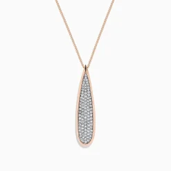 Necklaces & Pendants|BH Multi Pave Rose 14K Rose Gold Diamond Drop Pendant, 0.45 TCW