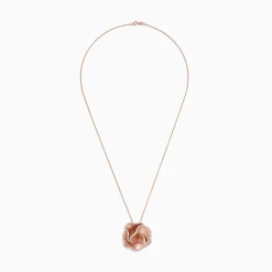 Necklaces & Pendants|Effy Jewelry Pave Rose 14K Rose Gold Diamond Flower Pendant, 0.85 TCW