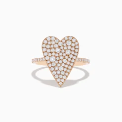 Rings|Effy Jewelry Pave Rose 14K Rose Gold Diamond Heart Ring