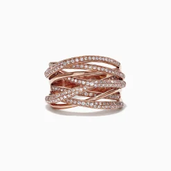 Rings|Effy Jewelry Pave Rose 14K Rose Gold Diamond Crossover Ring, 0.71 TCW